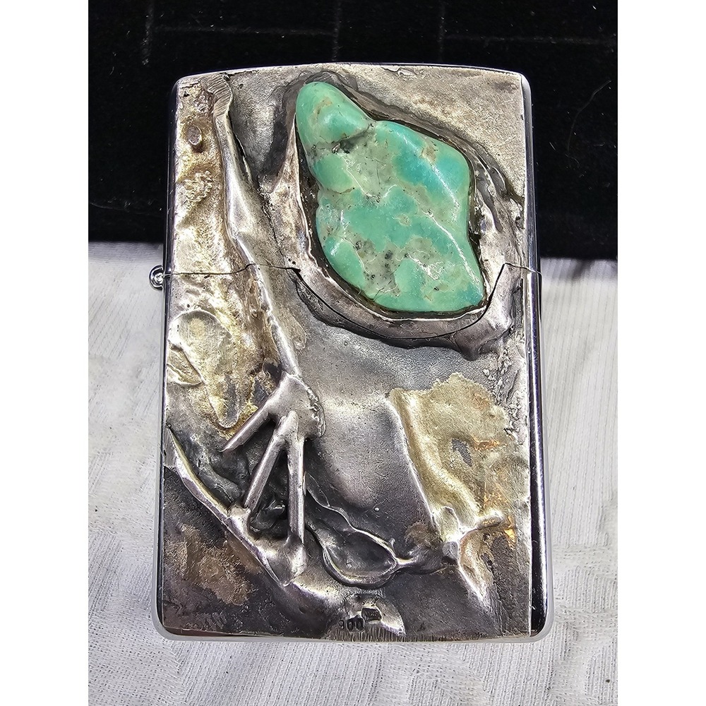 Gold and Sterling Silver Zippo Lighter Turquoise Inlay Limited Edition 44 of 500